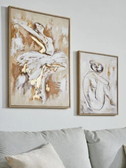 Leinwand-Druck-handbemalt, Graubeige