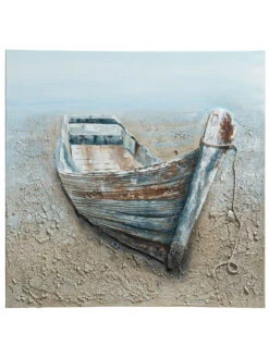 Leinwand-handgemalt, Grau -Heimtextildekoration AltesHolzboot Leinwandbild Grau 100x100 pla