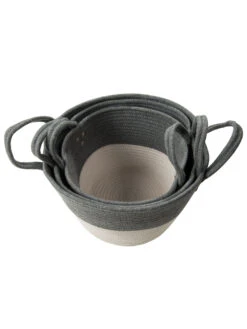 Korb, Grau/Weiss 13 Korb, Grau/Weiss -Heimtextildekoration DoubleBag Korb GrauWeiss Set innen per