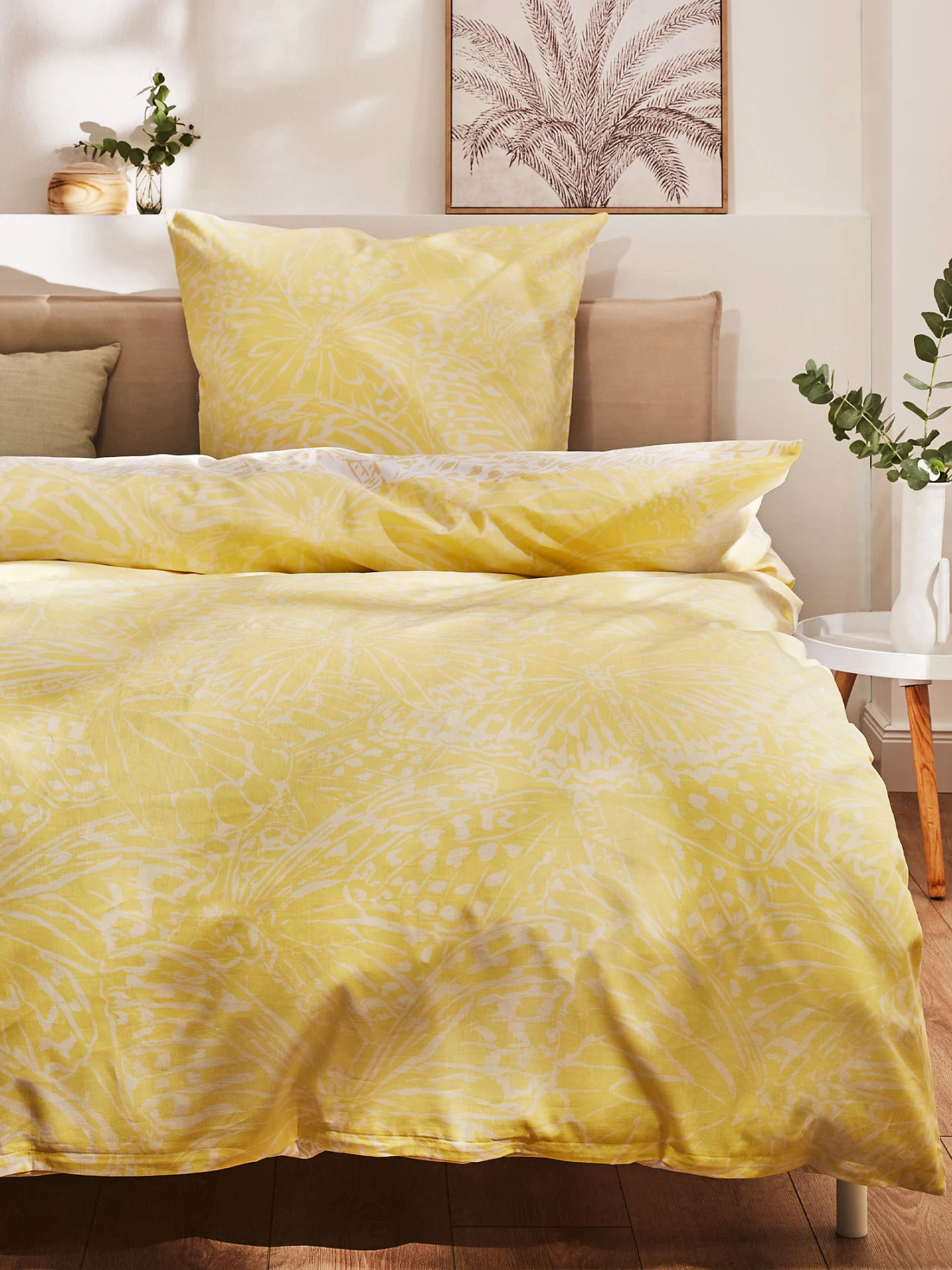 Satin-Bettwäsche, Gelb 3 Satin-Bettwäsche, Gelb