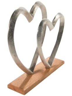 Objekt, Nickel -Heimtextildekoration HeartforTwo Aufsteller Silber Nickel 8x27x272C9 per3