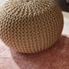Strick-Pouf, Beige 1 Strick-Pouf, Beige -Heimtextildekoration Kiruna Sitzpouf beige rund mil