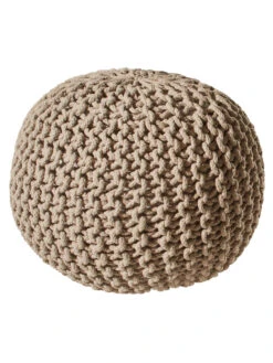 Strick-Pouf, Beige -Heimtextildekoration Kiruna Sitzpouf beige rund per