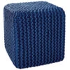 Strick-Pouf, Navy -Heimtextildekoration Kiruna Sitzpouf blau navy eckig per