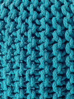 Strick-Pouf, Türkis -Heimtextildekoration Kiruna Sitzpouf blau tuerkis lup