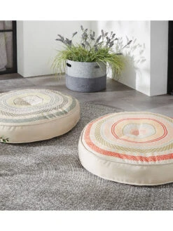 Outdoorkissen, Rosa -Heimtextildekoration Leonora Bodenkissen Rosa Blau 60rund mil