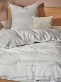 Renforcé-Bettwäsche, Grau/Weiss -Heimtextildekoration Salieri Bettwaesche Grau GrauWeiss 135x200 mil2