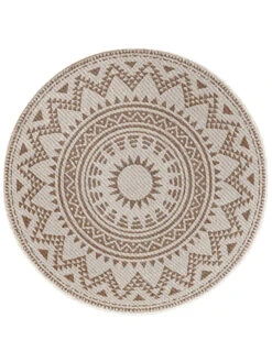 Outdoor-Teppich, Natur -Heimtextildekoration Savela FlachgewebeTeppich beige Natur 160rund pla
