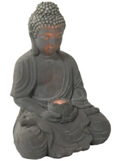 Figur, Hellgrau -Heimtextildekoration SitzenderBuddha Figur Grau Hellgrau 36x29x50 per2