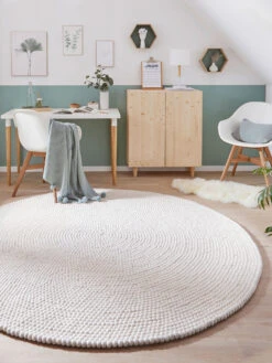 Filzkugel-Teppich, White