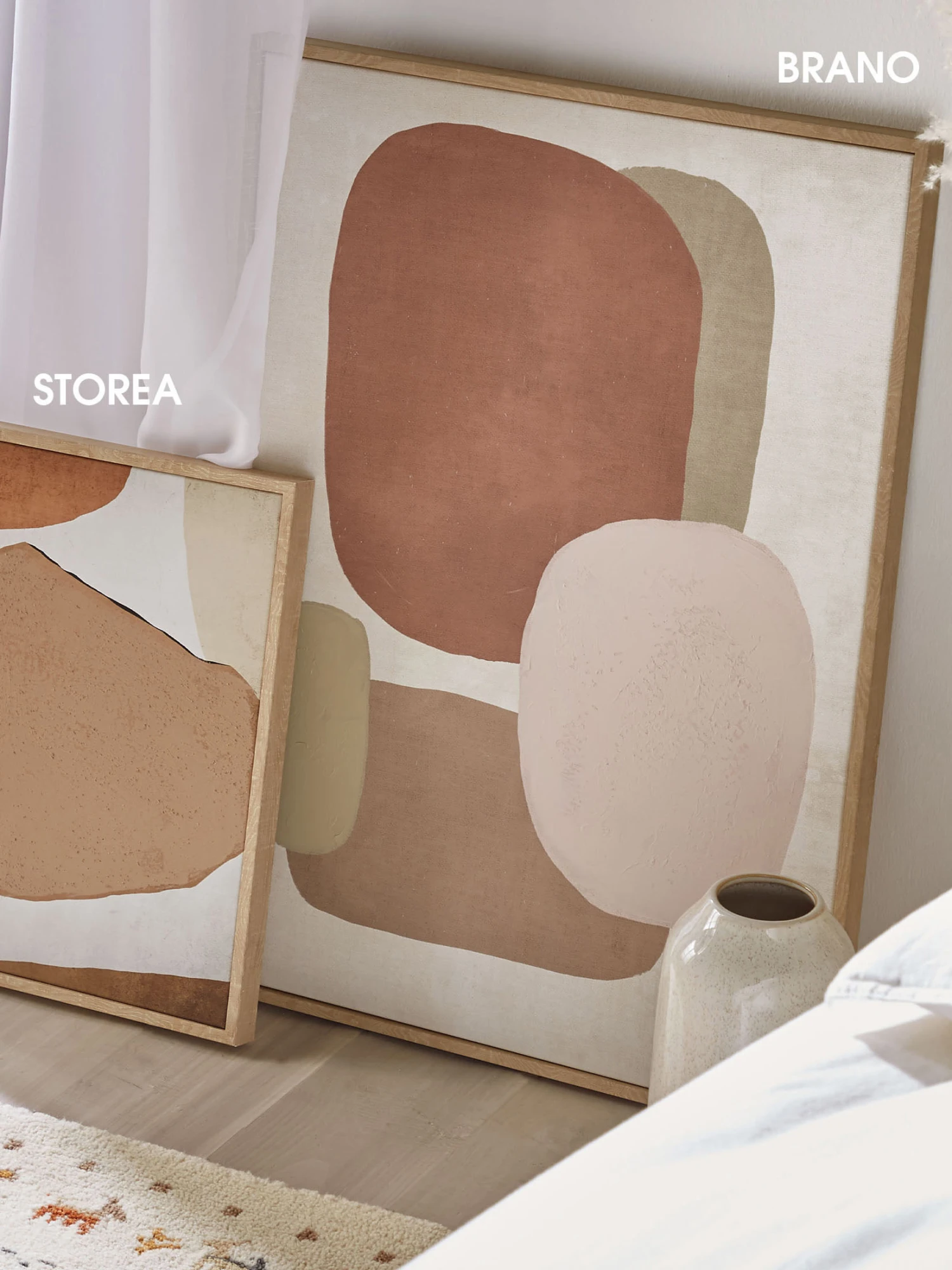 Leinwand-Druck-handbemalt, Dunkelbeige 3 Leinwand-Druck-handbemalt, Dunkelbeige