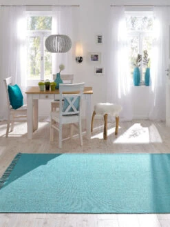 Flachgewebe-Teppich, Türkis