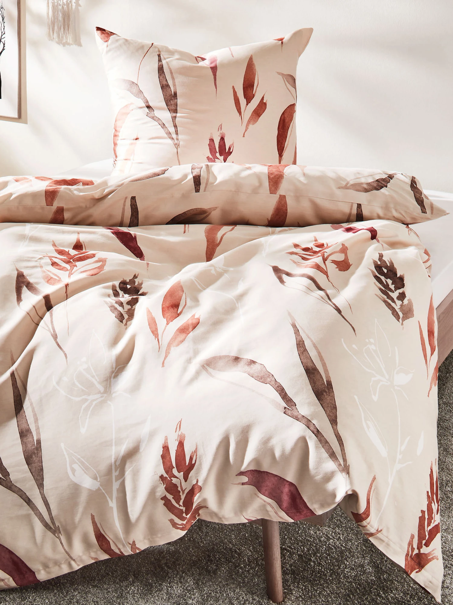 Satin-Bettwäsche, Braun/Bunt 3 Satin-Bettwäsche, Braun/Bunt