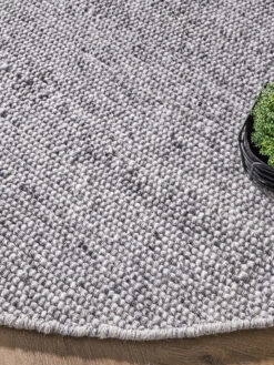 Woll-Teppich, Grey 11 Woll-Teppich, Grey -Heimtextildekoration Tjaellmo HandwebTeppich Grau Grey 200rund lup2